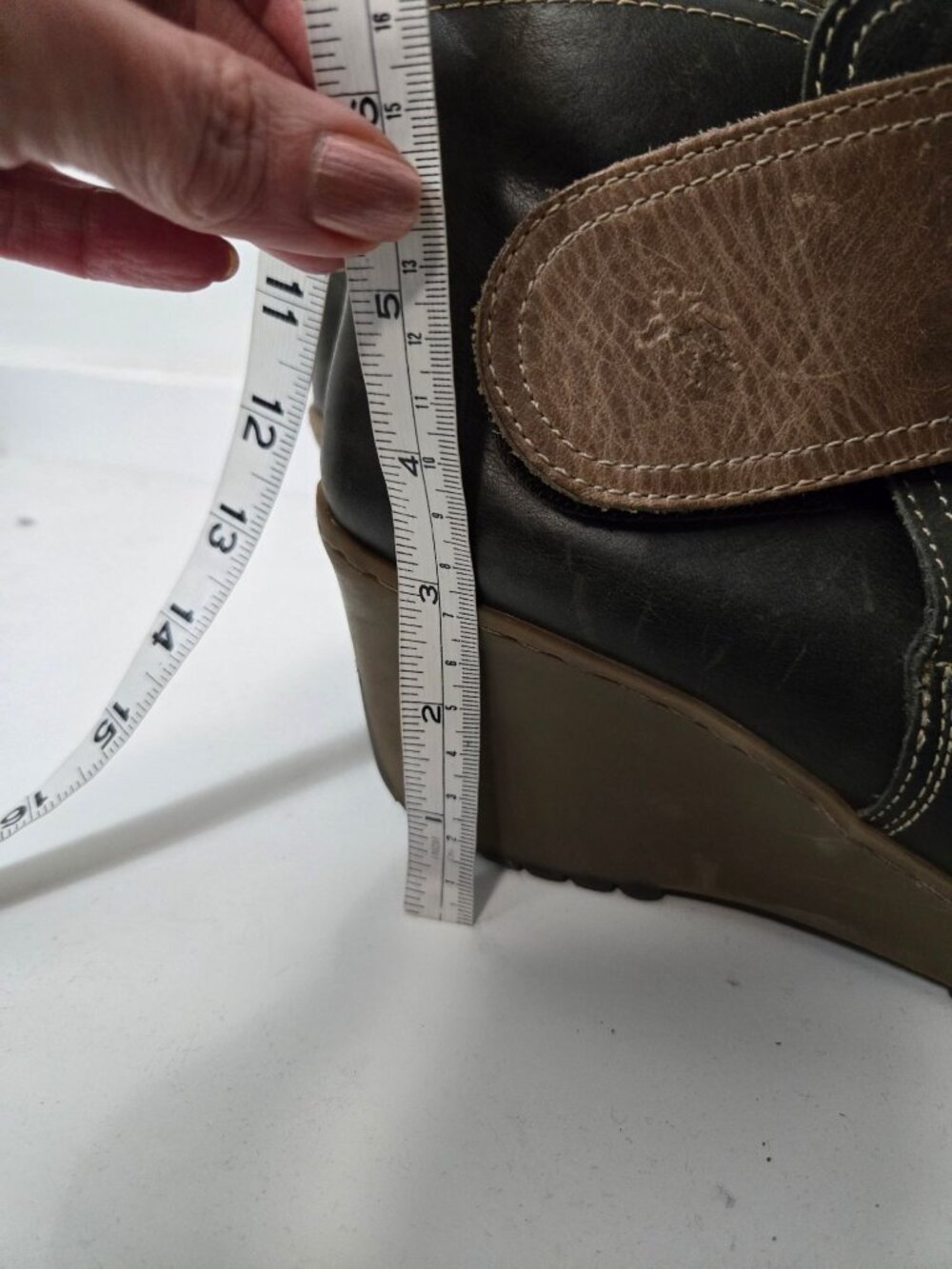 Fly London Mux Wedge Ankle Boot Size 10 Two Tone Leather Adjustable - Picture 4 of 13